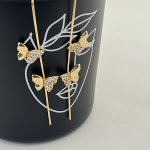Cercei placati aur 18k earcuff cu fluturi