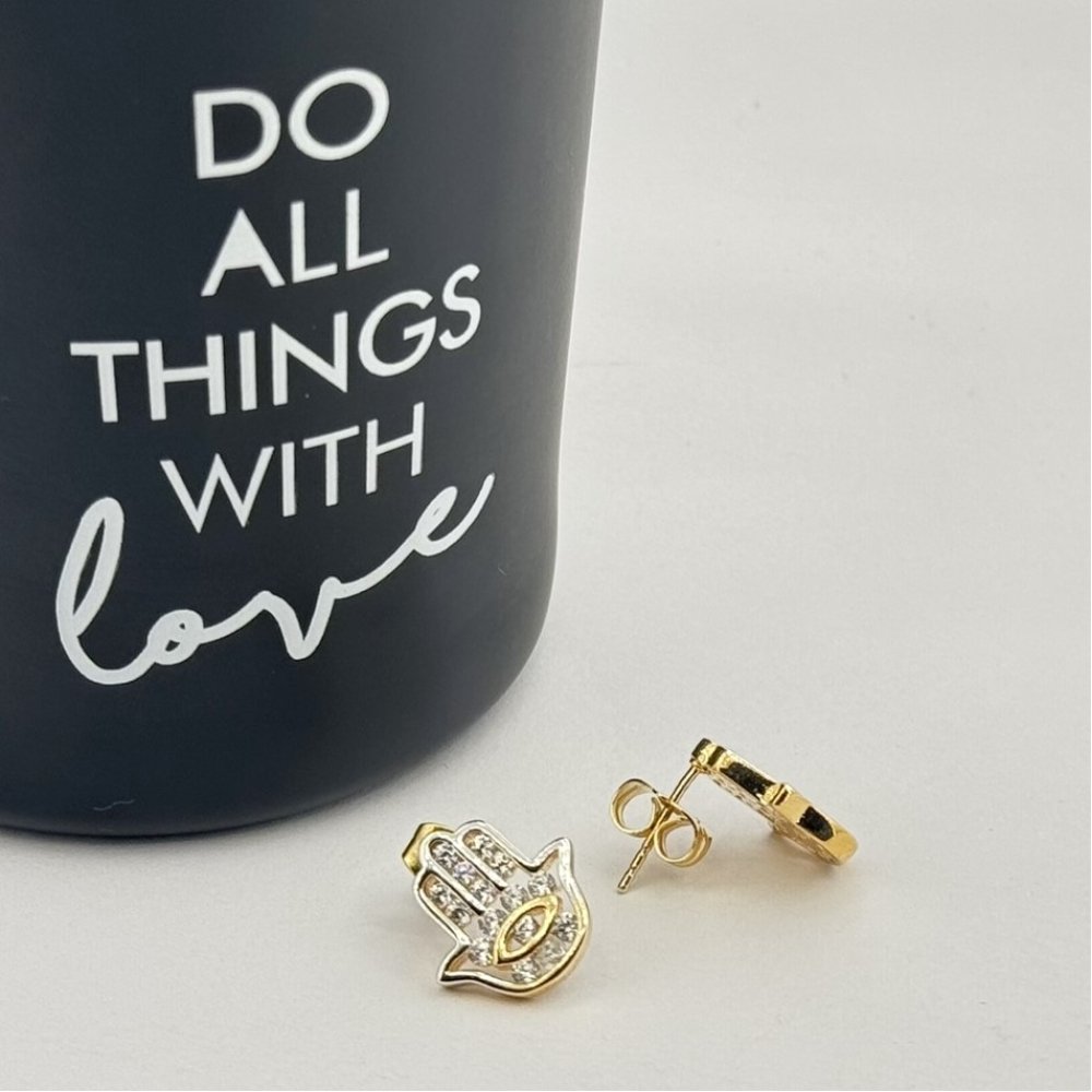 Cercei placati aur 18k Hamsa