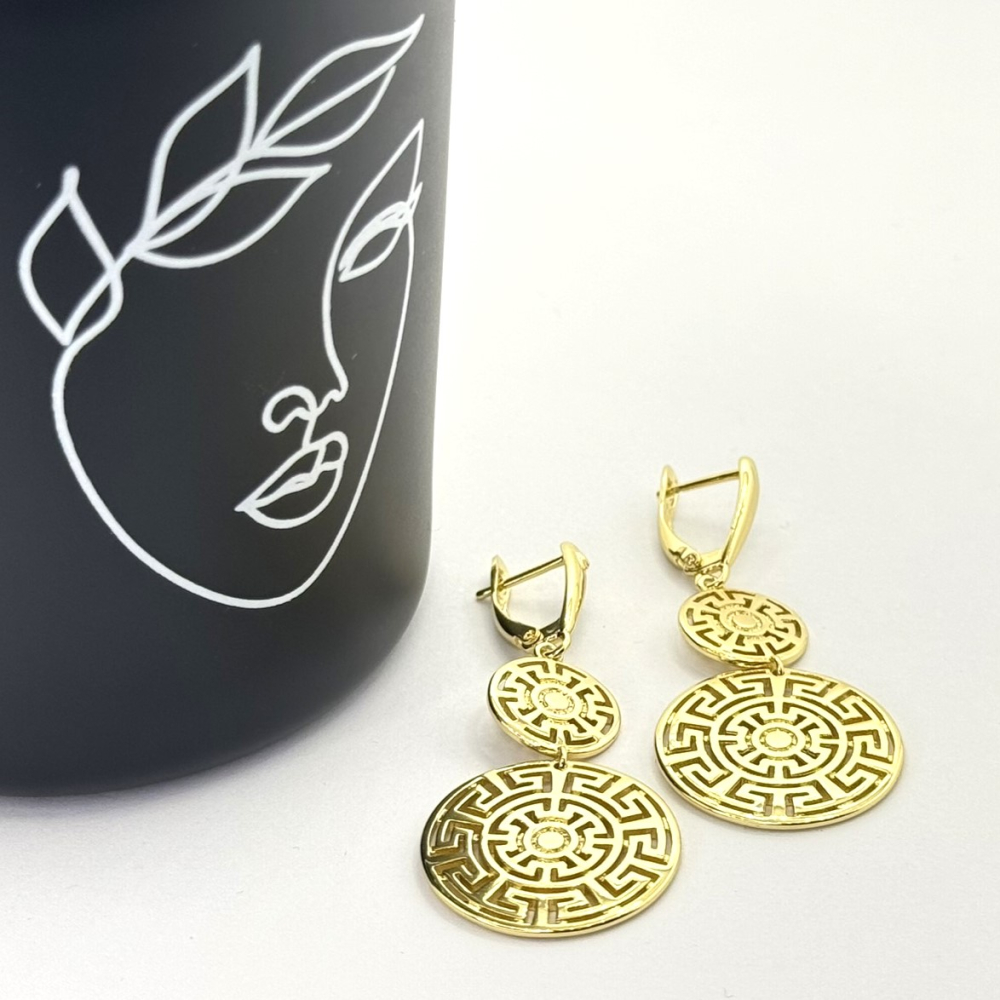Cercei placati aur 18k lungi cerculete
