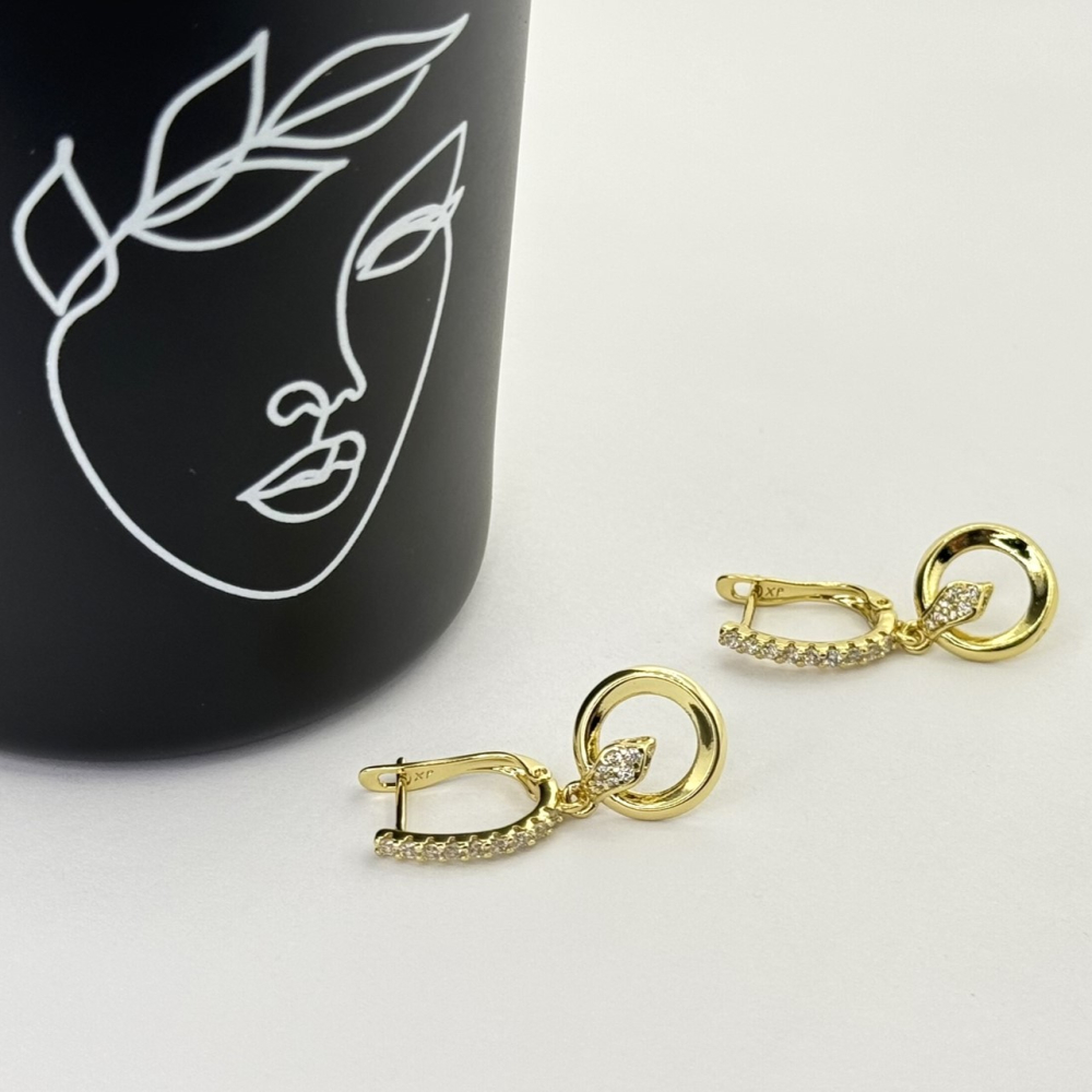 Cercei placati aur 18k lungi cu tortite