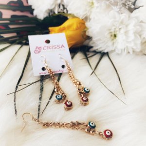 Cercei placati aur 18k lungi Ochiul lui Horus