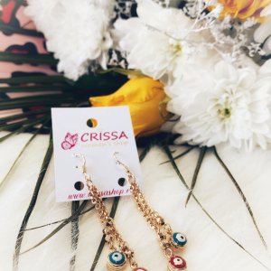 Cercei placati aur 18k lungi Ochiul lui Horus