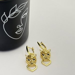 Cercei placati aur 18k lungi tigru Cercei placati aur 18k lungi tigru