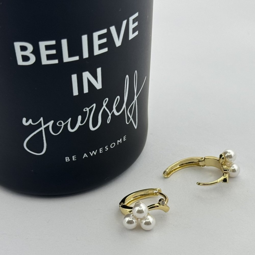 Cercei placati aur 18k perlute