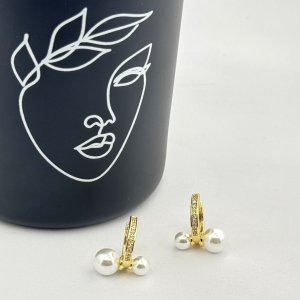 Cercei placati aur 18k perlute