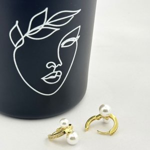 Cercei placati aur 18k perlute