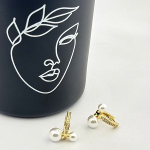 Cercei placati aur 18k perlute