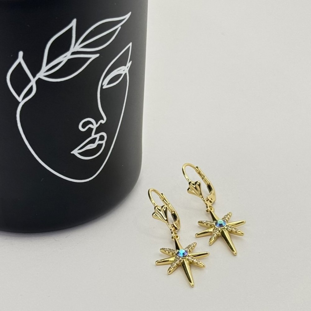 Cercei placati aur 18k stelute lungi