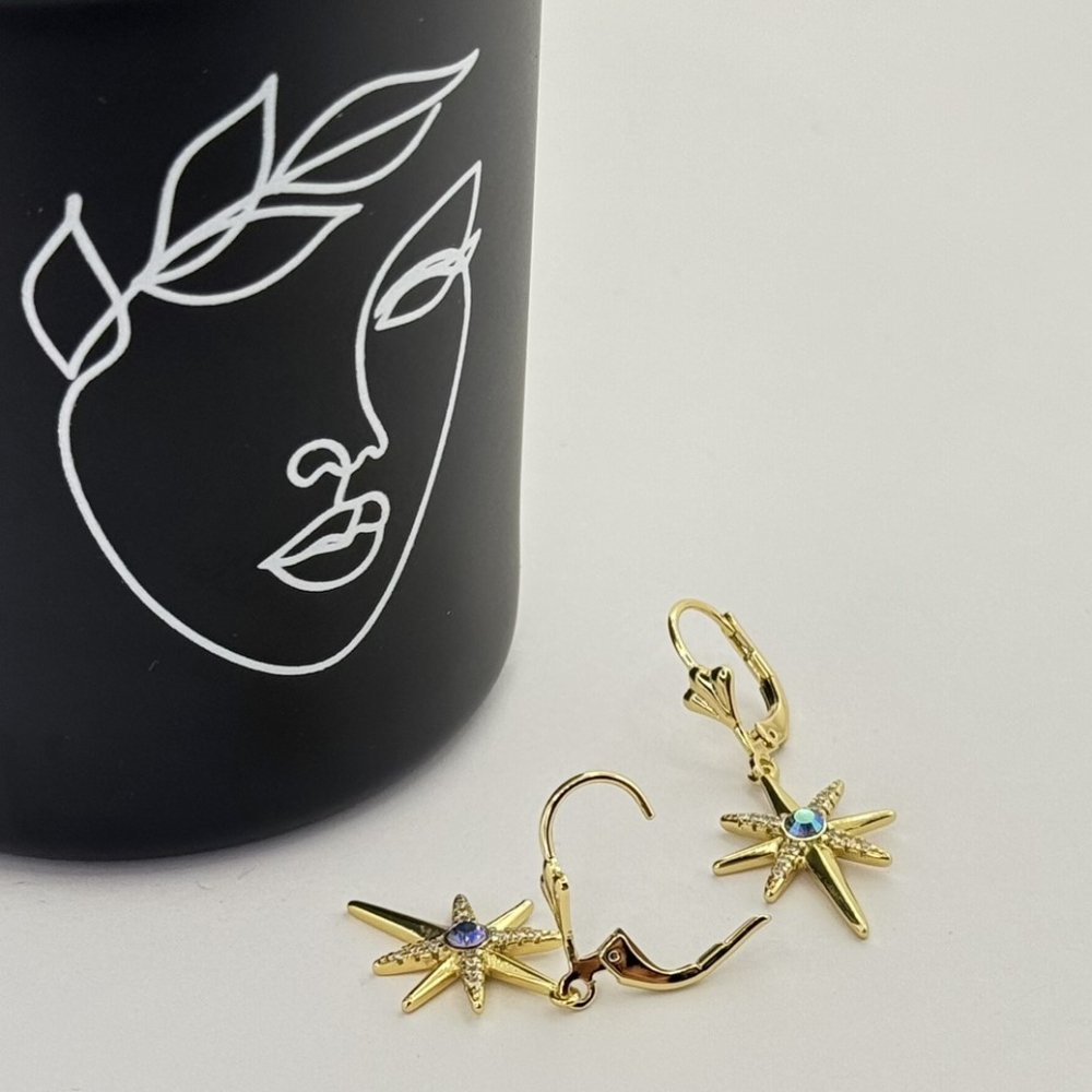 Cercei placati aur 18k stelute lungi