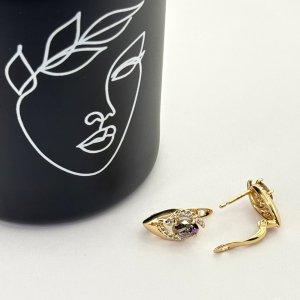 Cercei placati aur colorati 18k
