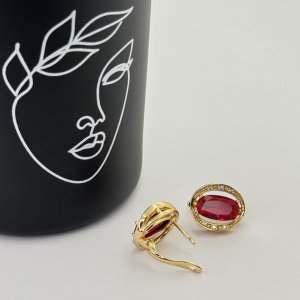 Cercei placati aur cu cristale Zirconia colorate