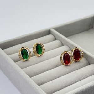 Cercei placati aur cu cristale Zirconia colorate