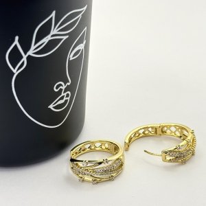Cercei placati aur galben 18k cristale stralucitoare