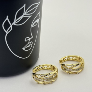 Cercei placati aur galben 18k cristale stralucitoare