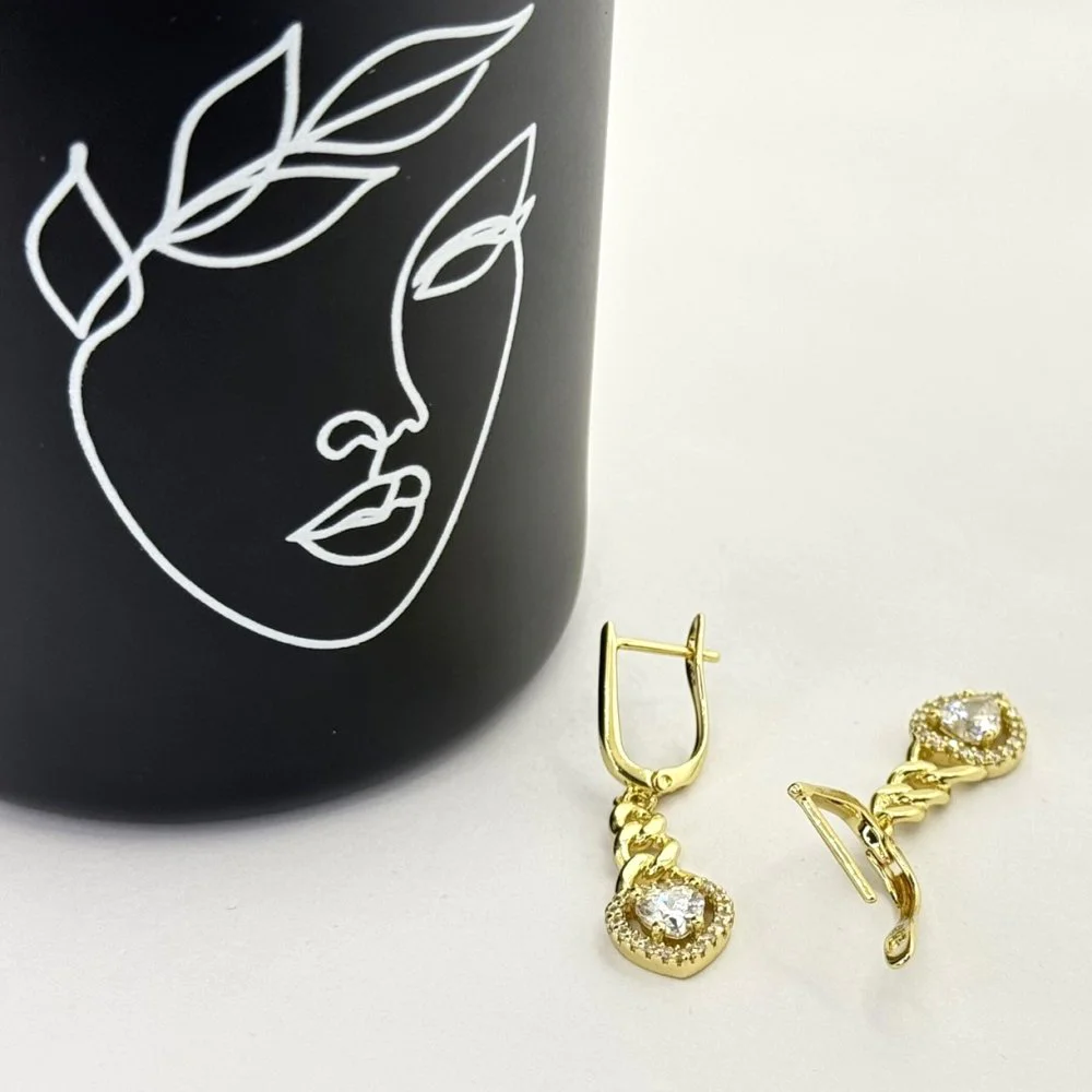 Cercei placati aur galben 18k cristale Zirconia
