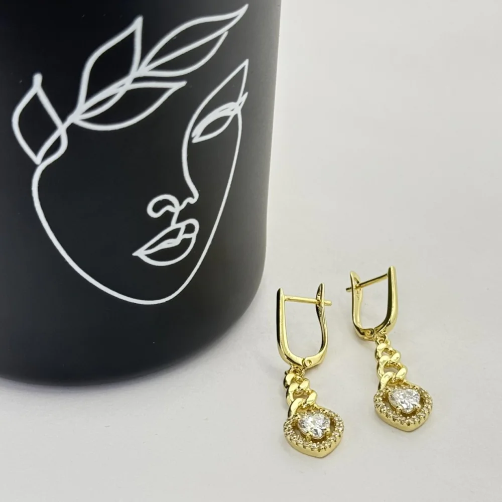 Cercei placati aur galben 18k cristale Zirconia