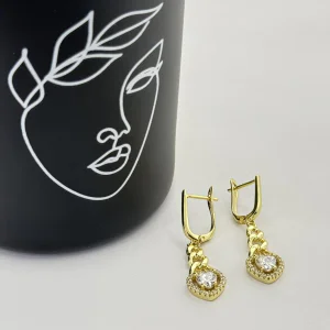 Cercei placati aur galben 18k cristale Zirconia