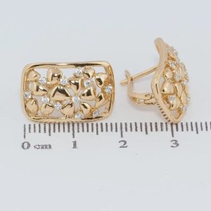 Cercei placati aur galben 18k dreptunghiulari