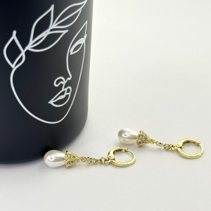 Cercei placati aur galben 18k eleganti cu perle