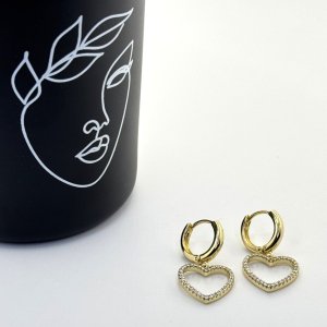 Cercei placati aur galben 18k inimioare