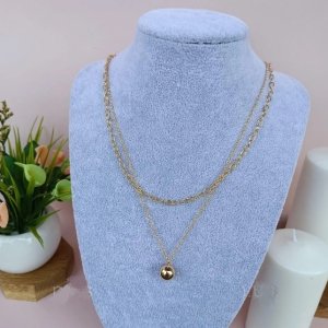 Colier placat aur 18k dublu cu biluta