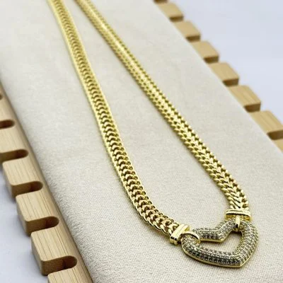 Colier placat aur 18k inima mare