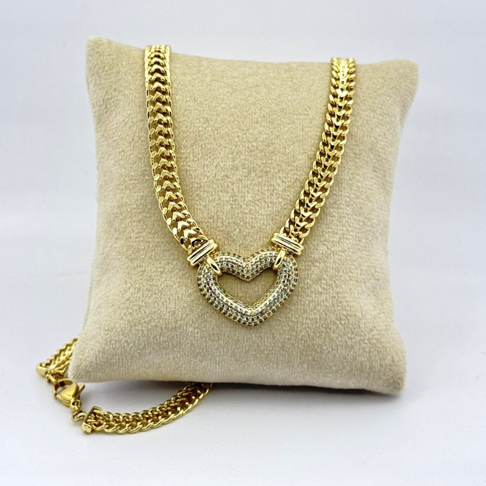Colier placat aur 18k inima mare Colier placat aur 18k inima mare