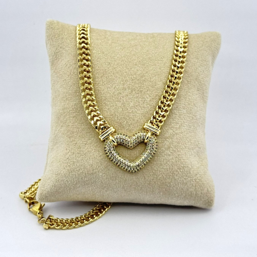 Colier placat aur 18k inima mare Colier placat aur 18k inima mare