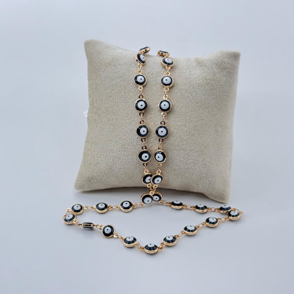 Colier placat aur 18k Ochiul lui Horus negru