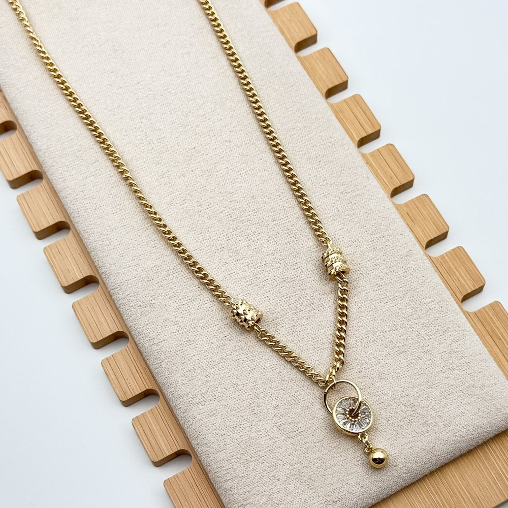 Colier placat aur 18k pandantiv cu cristale