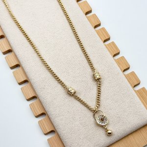Colier placat aur 18k pandantiv cu cristale