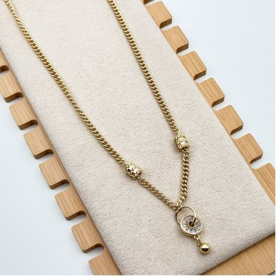 Colier placat aur 18k pandantiv cu cristale