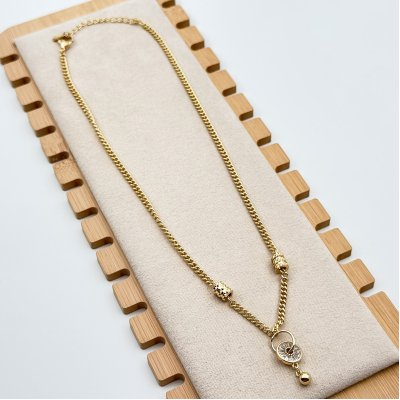 Colier placat aur 18k pandantiv cu cristale