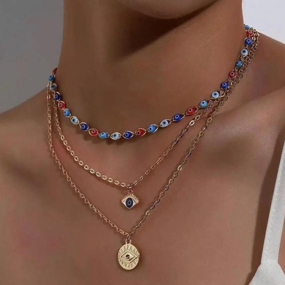 Colier placat aur colorat Ochiul lui Horus Colier placat aur colorat Ochiul lui Horus