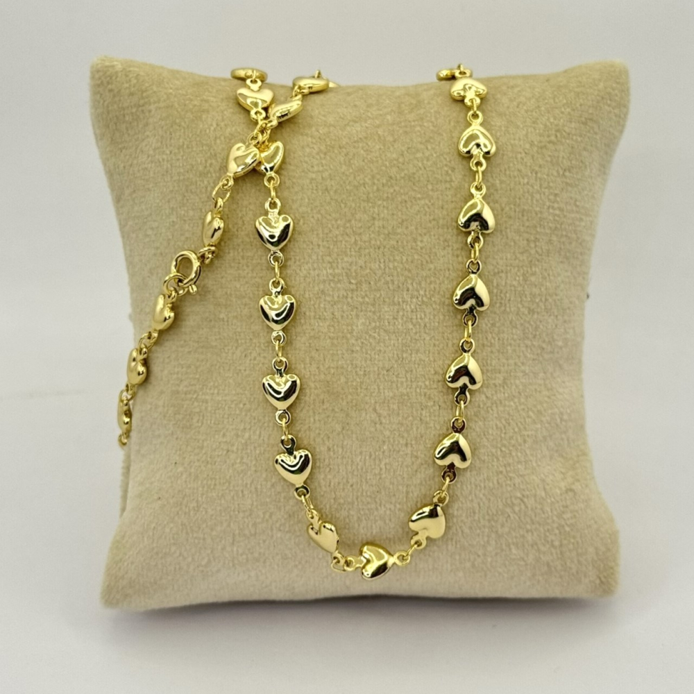 Colier placat aur galben 18k inimioare