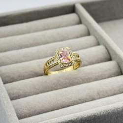Inel placat aur 18k cristal colorat mare