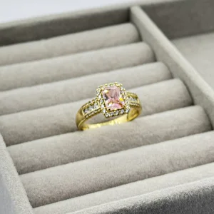 Inel placat aur 18k cristal colorat mare