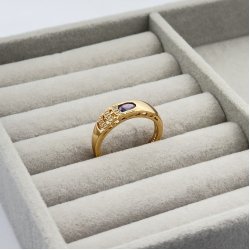 Inel placat aur 18k cristal mov