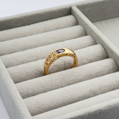 Inel placat aur 18k cristal mov