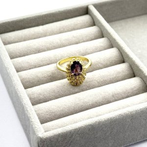 Inel placat aur 18k cristal mov