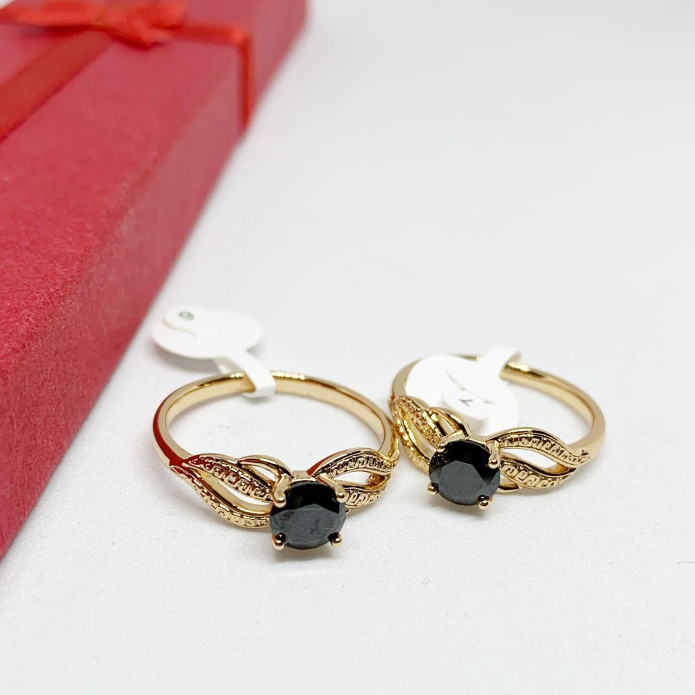 Inel placat aur 18k cristal negru