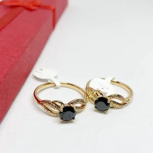Inel placat aur 18k cristal negru