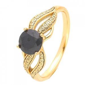 Inel placat aur 18k cristal negru