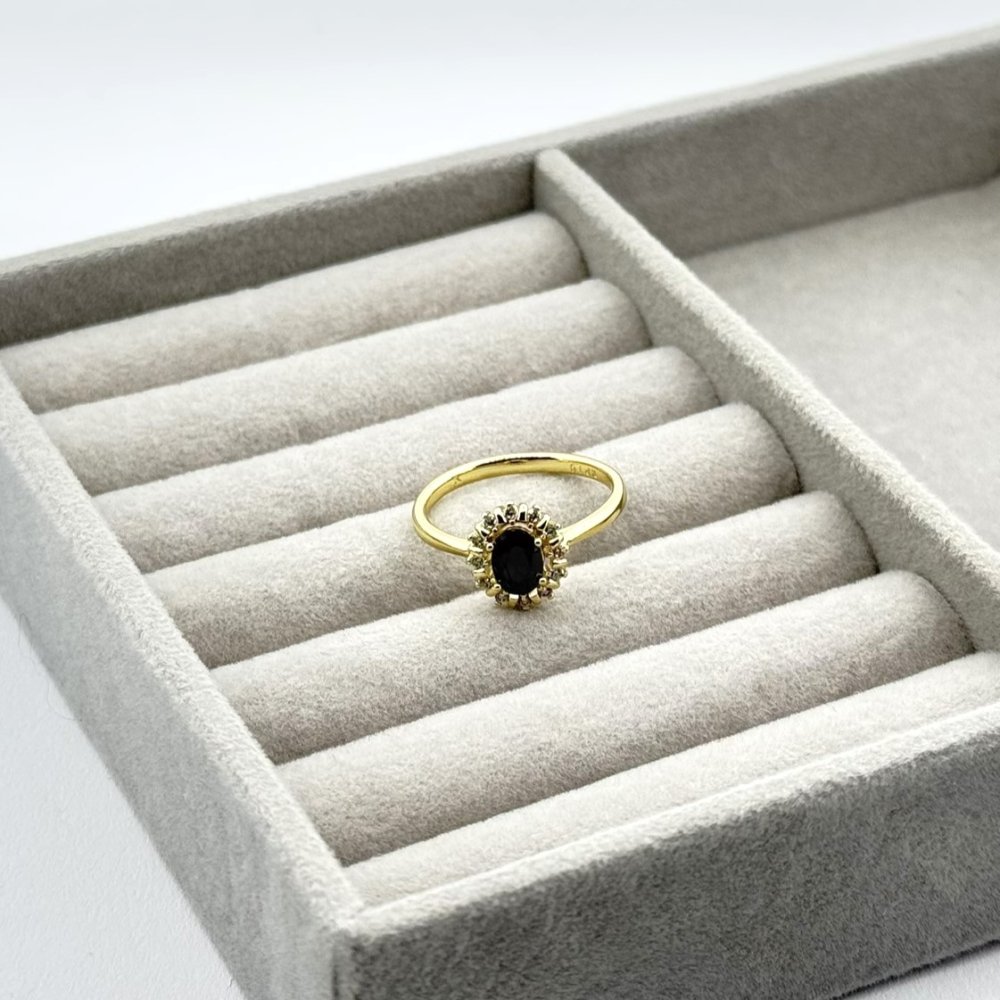 Inel placat aur 18k cristal negru