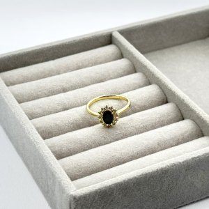 Inel placat aur 18k cristal negru