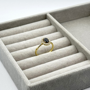 Inel placat aur 18k cristal negru