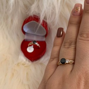 Inel placat aur 18k cristal negru