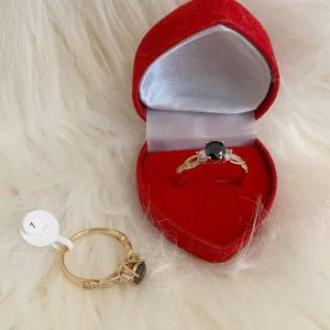 Inel placat aur 18k cristal negru
