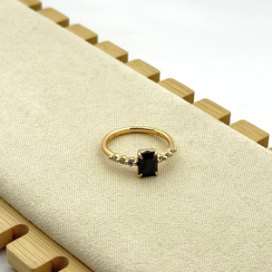 Inel placat aur 18k cristal negru