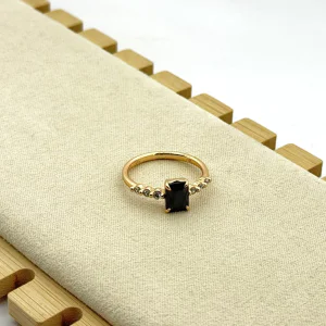 Inel placat aur 18k cristal negru